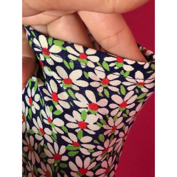 1970s DVF DIANE von FÜRSTENBERG Floral Print. Blue, Green, and Orange. Sleeveles - Picture 7 of 10